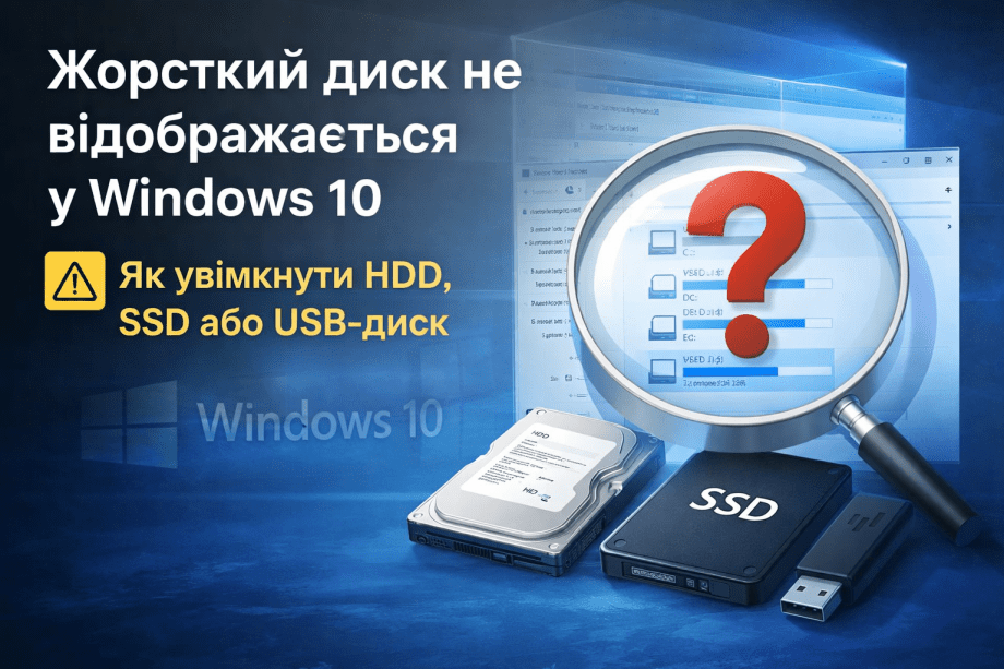 Windows 10 не бачить жорсткий диск HDD, SSD або USB-накопичувач: причини та рішення